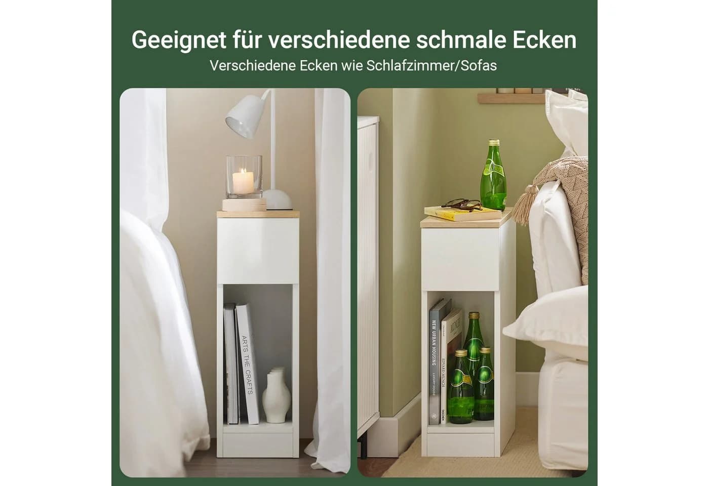 SoBuy Nachtschrank FBT111 Nachttisch schmal Beistelltisch Zeitschriftenhalter Nachtkommode mit Schublade - Bild 4