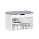 SoBuy Sitzbank FSR25 Schuhbank mit Stauraum und gepolsterter Sitzfläche Weiß Bild 2