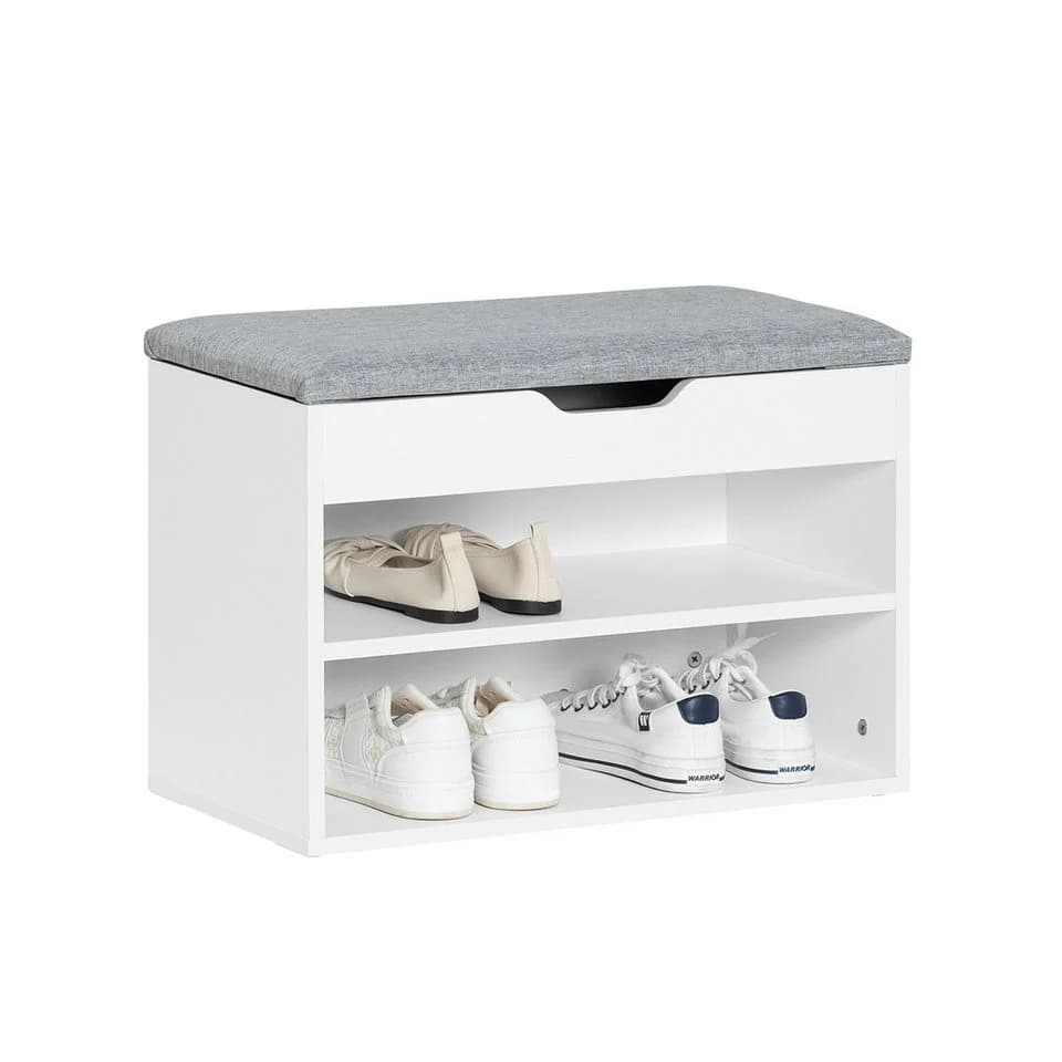 SoBuy Sitzbank FSR25 Schuhbank mit Stauraum und gepolsterter Sitzfläche Weiß - Bild 2