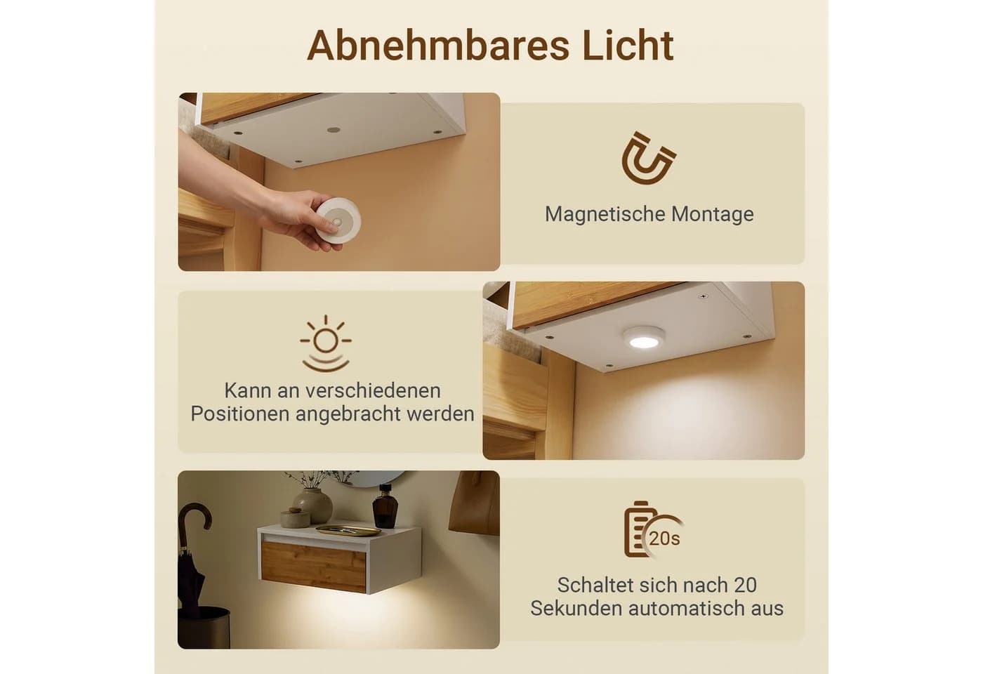SoBuy Wandregal FBT175 mit Bewegungssensor Licht und Schubladen - Bild 3