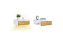 SoBuy Nachttisch 2er Set Weiß-Natur mit Bewegungssensor & Schublade Bild 2