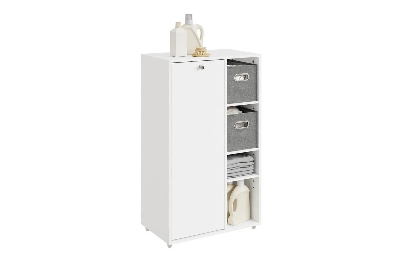 SoBuy Wäscheschrank BZR218 Weiß mit 2 Stoffschubladen - Bild 2