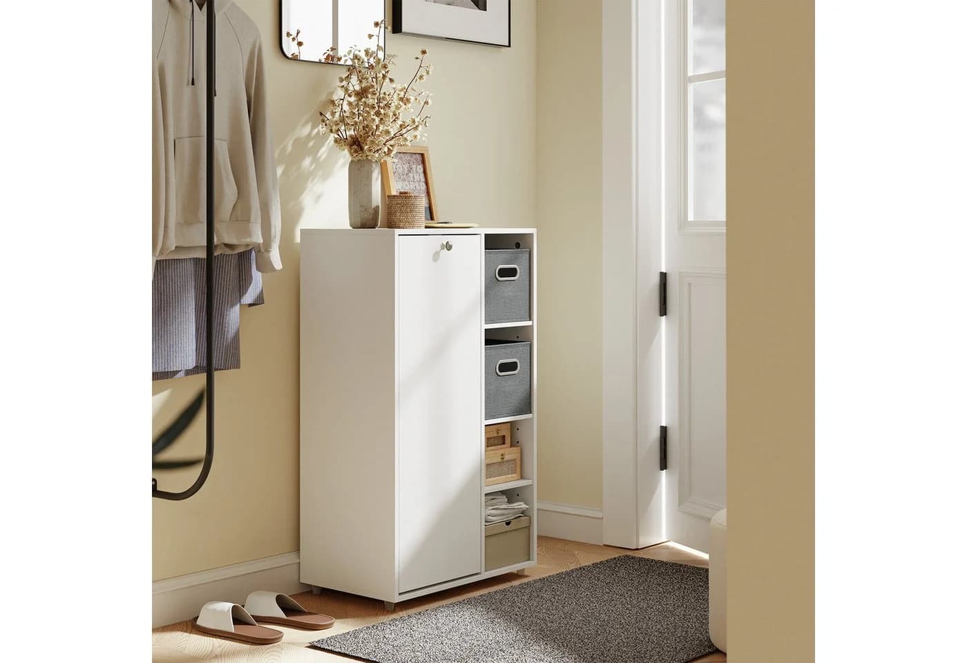 SoBuy Wäscheschrank BZR218 Weiß mit 2 Stoffschubladen - Bild 5