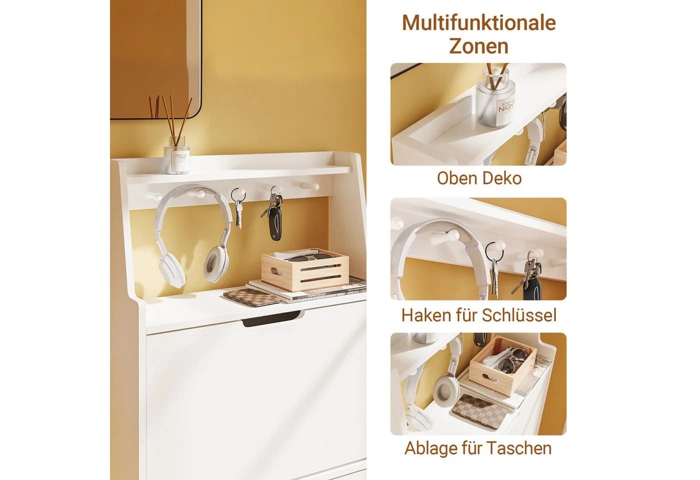 SoBuy Schuhschrank FSR221 Weiß Schmal mit Haken - Bild 4