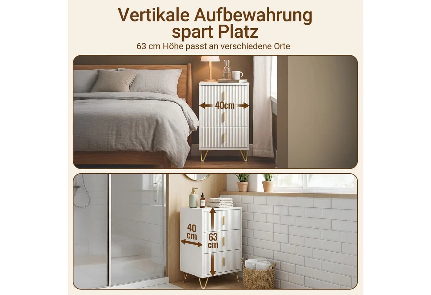 SoBuy Nachtkonsole FBT115 Weiß/Schwarz Modern - Bild 4