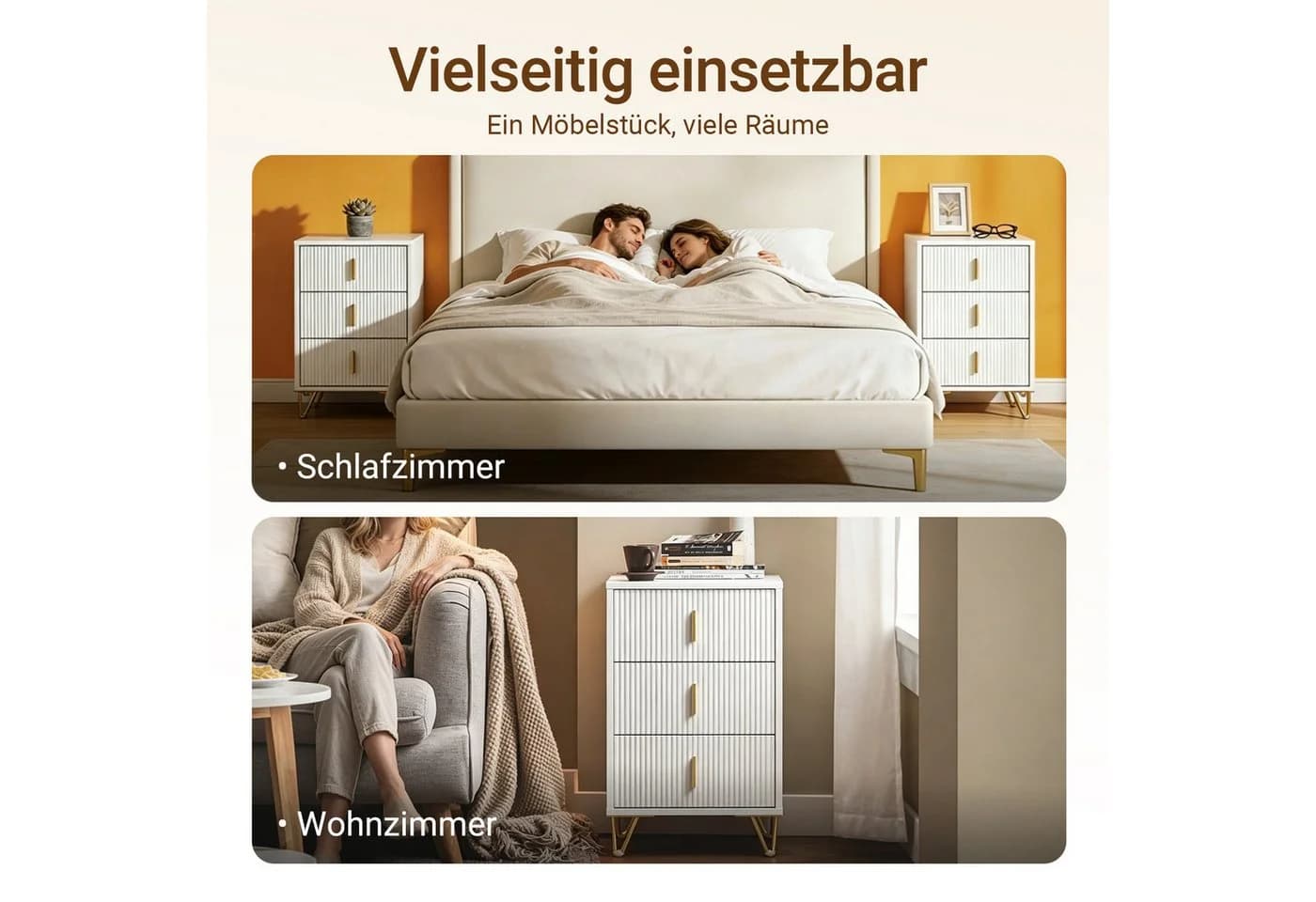 SoBuy Nachtkonsole FBT115 Weiß/Schwarz Modern - Bild 5