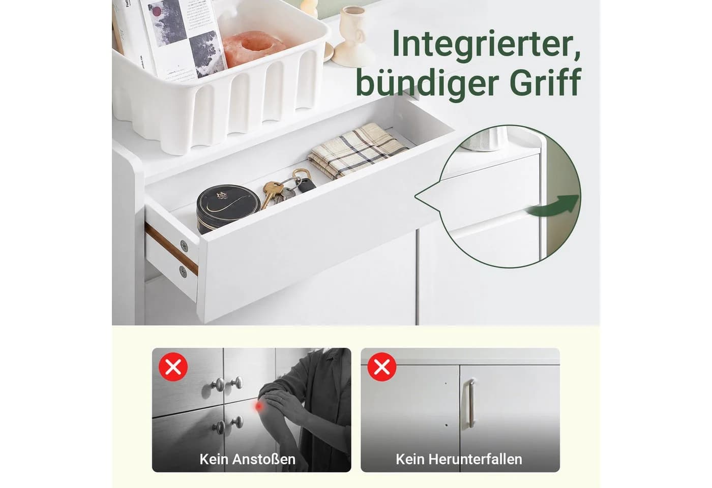 SoBuy Schuhschrank FSR169 Weiß/Schwarz mit 4 Klappen & 2 Schubladen - Bild 4