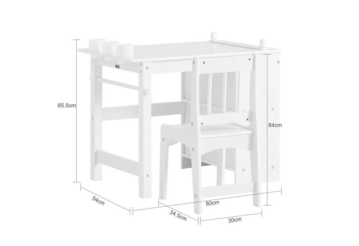 SoBuy Kindertisch KMB60 mit Stühlen, Maltisch Weiß/Grün - Bild 3