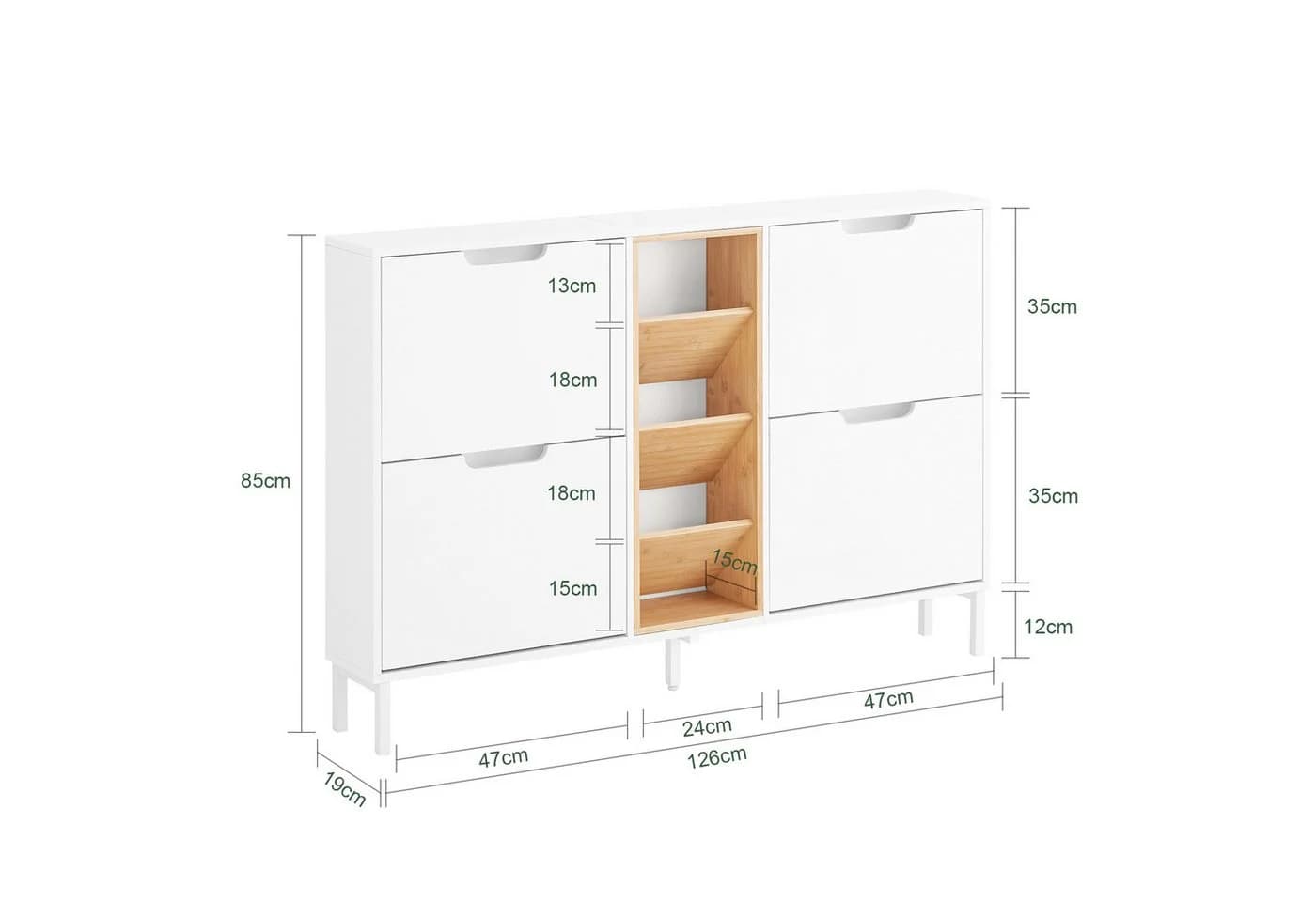 SoBuy Schuhschrank FSR183 Weiß-Natur mit 4 Klappen - Bild 3