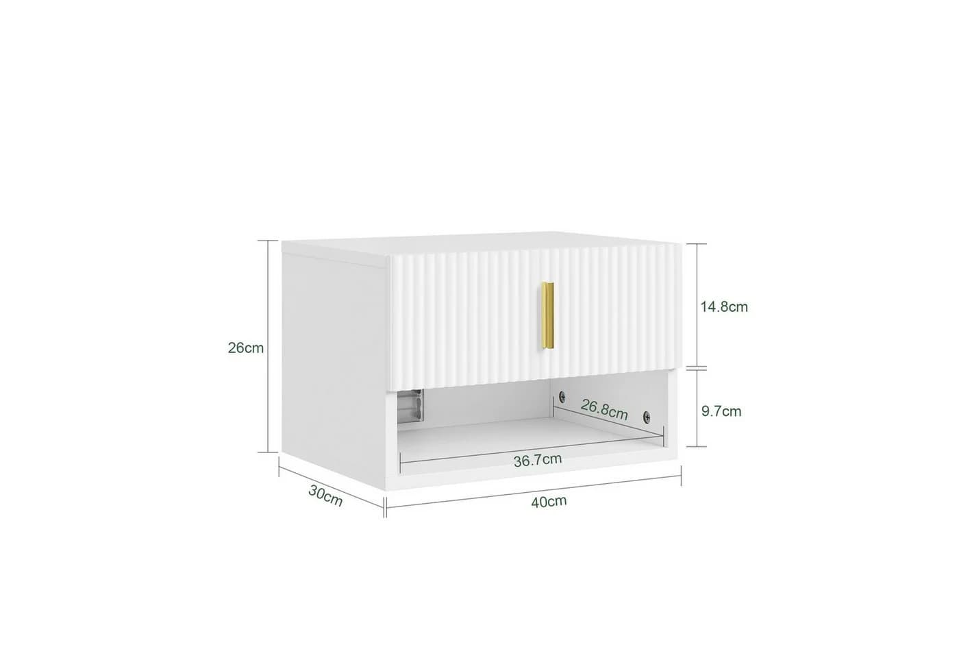 SoBuy Schwebender Nachttisch FBT176 mit LED-Sensorleuchte Weiß - Bild 4