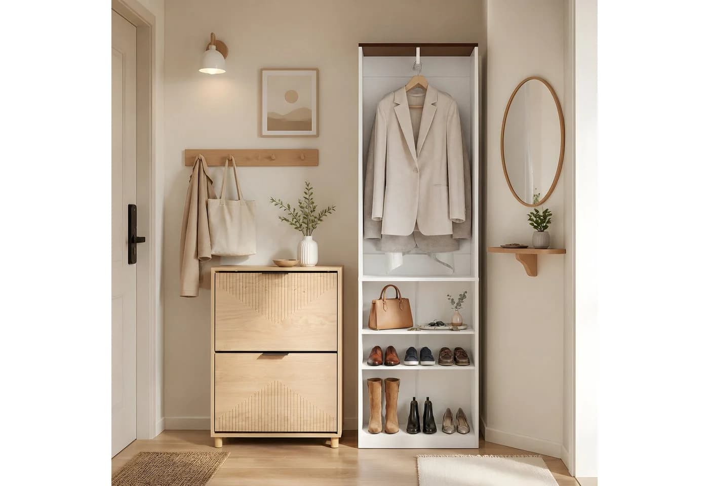 SoBuy Kleiderschrank KSB02/03/04 Weiß Drehtürenschrank