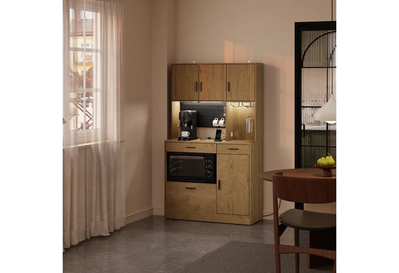 SoBuy Buffet FSB98-L-E Hochschrank mit LED, USB & Steckdose - Bild 2
