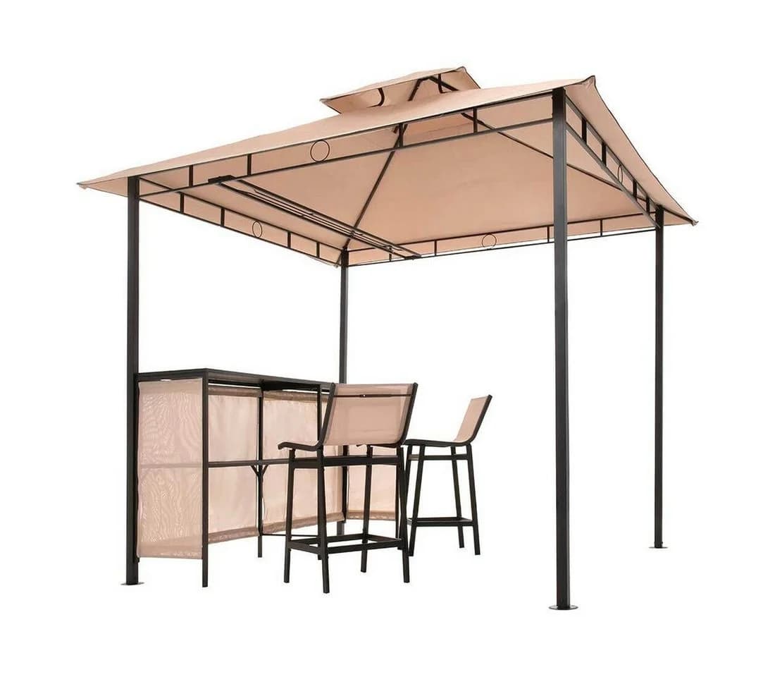 OUTLIV. Gartenpavillon mit Bar & 2 Stühlen Beige Schwarz - Bild 5