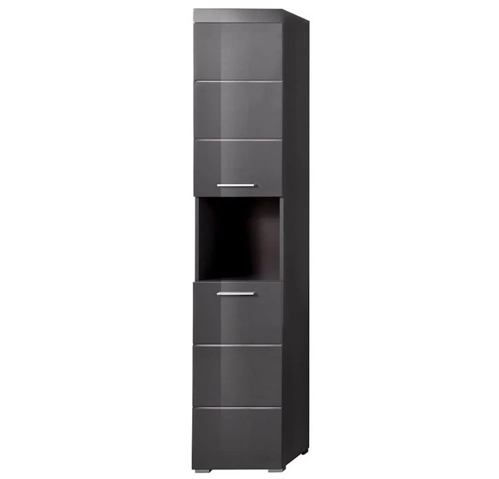 trendteam Hochschrank Amanda Grau Hochglanz Regal