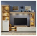 trendteam Wohnwand Eiche Weiß Vitrinenschrank TV-Lowboard Bild 1