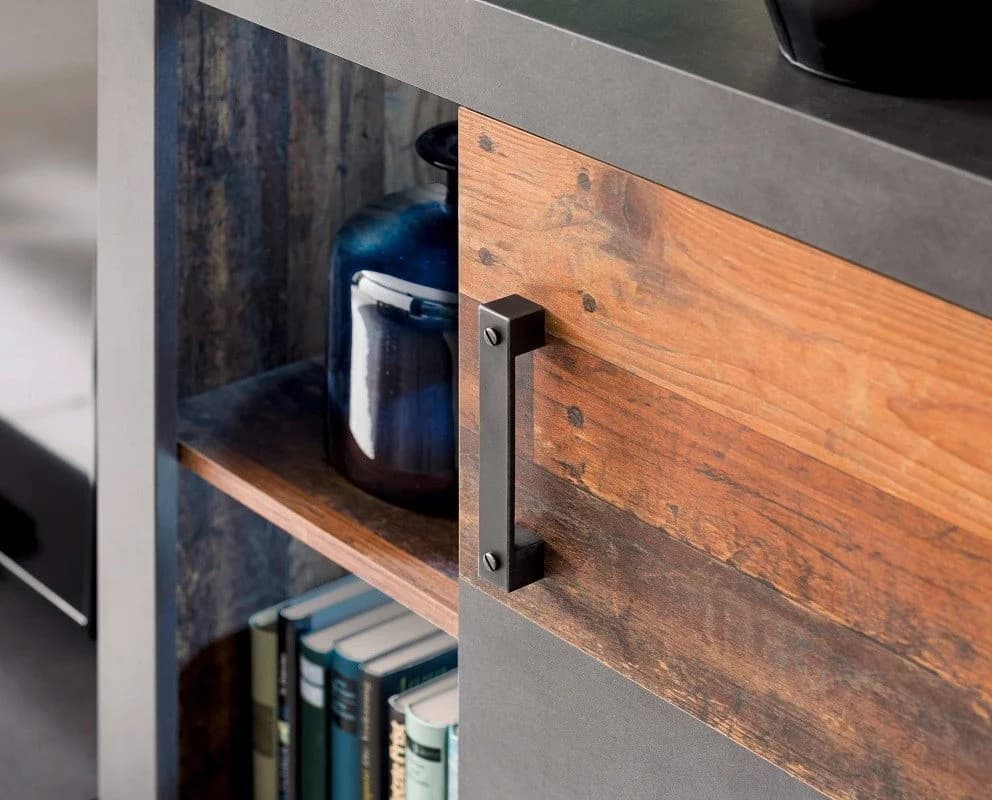 trendteam Wohnwand Indy 4-teilig Old Used Wood Grau Shabby Look - Bild 5
