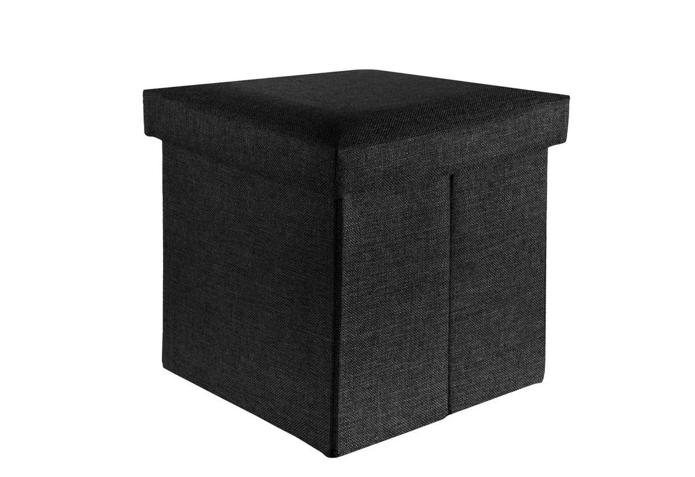 Intirilife Sitzwürfel mit Stauraum 38x38x38 cm Schwarz - Bild 2
