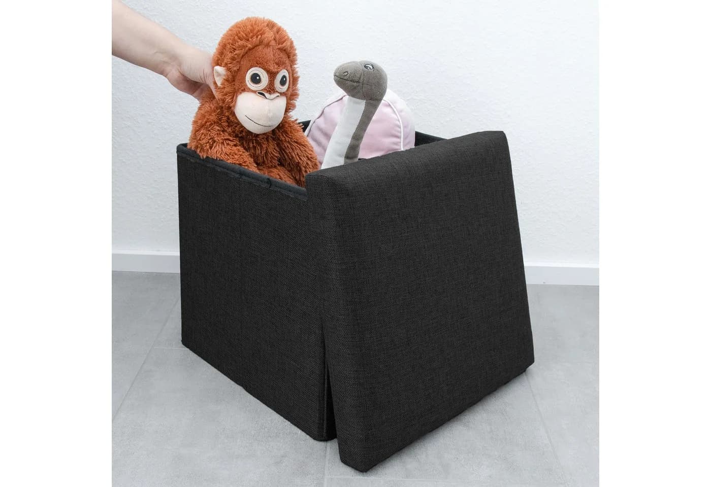 Intirilife Sitzwürfel mit Stauraum 38x38x38 cm Schwarz - Bild 5