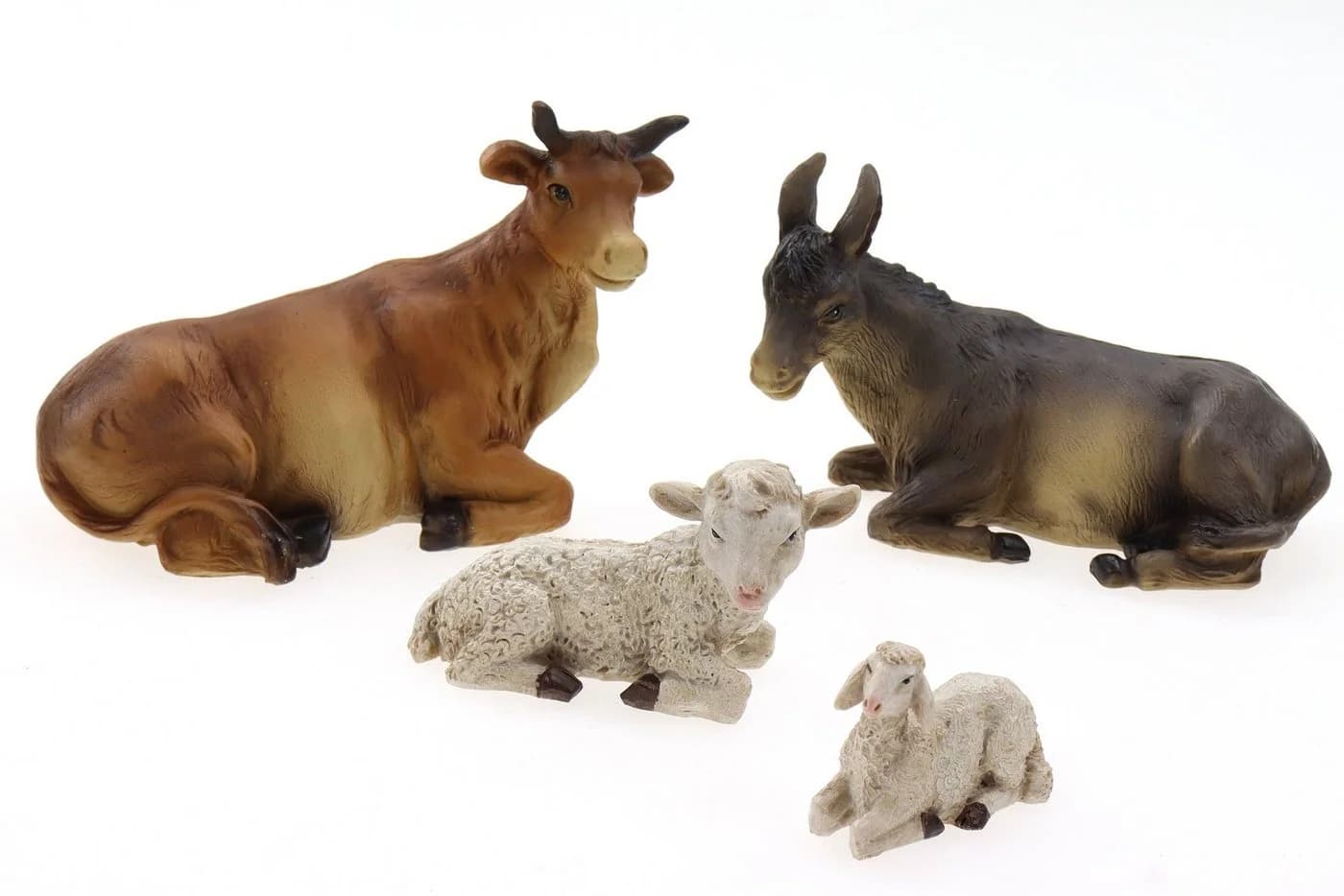 ELLUG Krippenfigur 4er Set Ochse, Esel, Schaf, Lamm