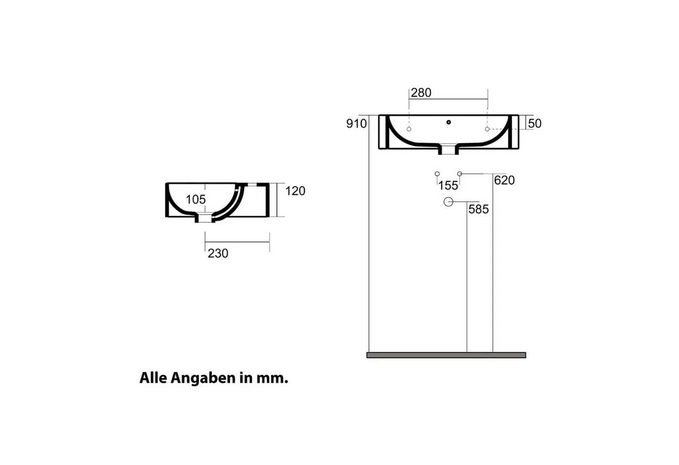 CHRIS BERGEN Waschbecken Jade aus Keramik halbrund - Bild 3