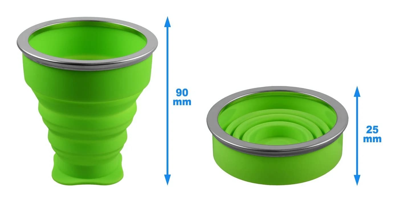 SHIBBY Faltbarer Silikon-Becher Grün 210ml Camping Trinkbecher
