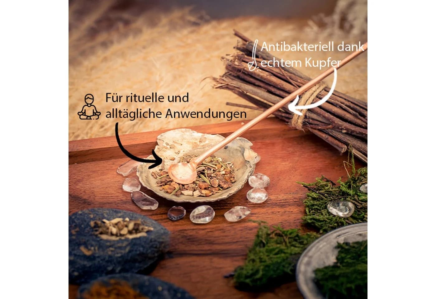 Lebensquelle Plus Räucherstäbchen-Halter Kupferlöffel 13 cm - Bild 3