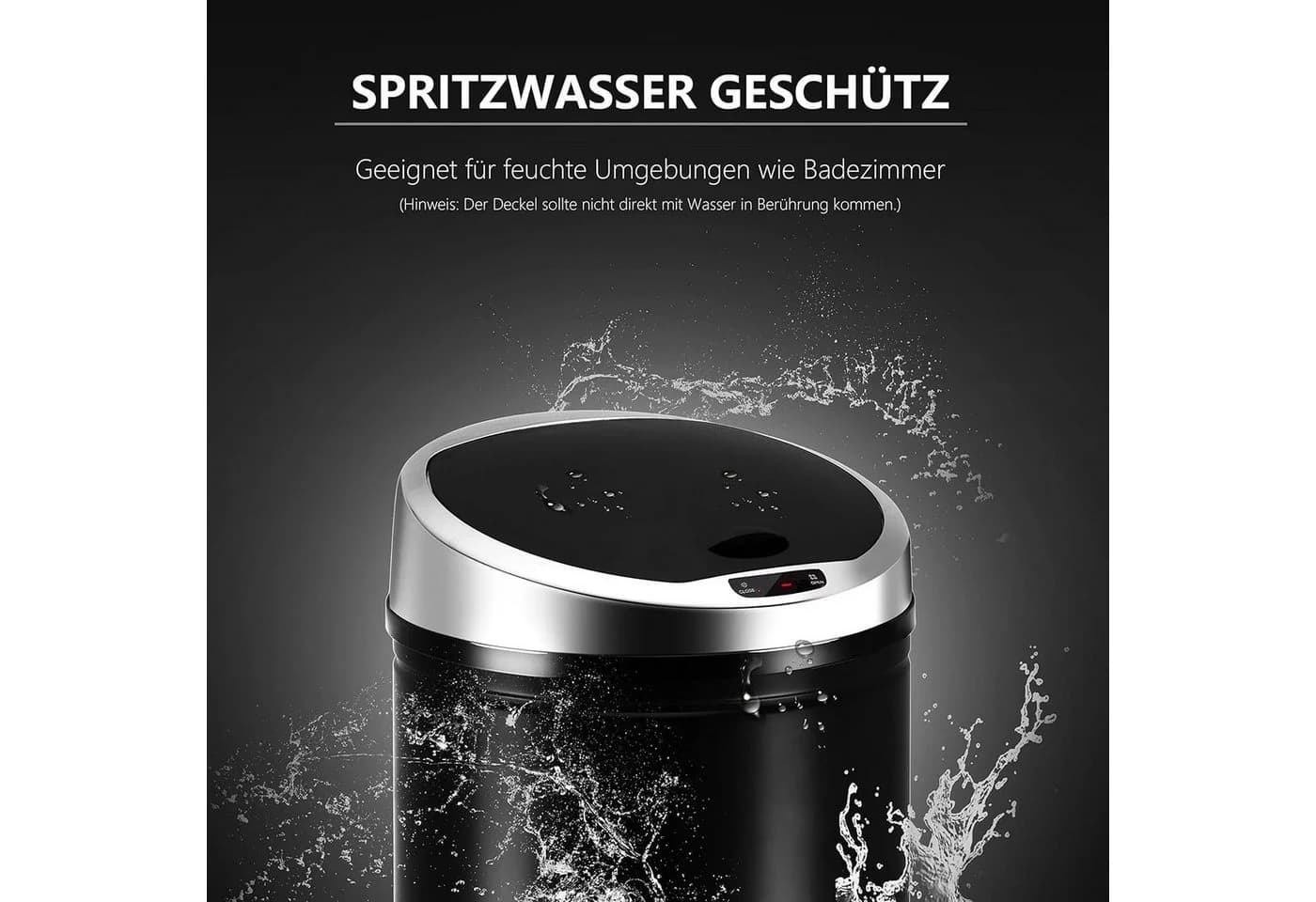 Ribelli Sensor Mülleimer 30L Schwarz Edelstahl - Bild 5