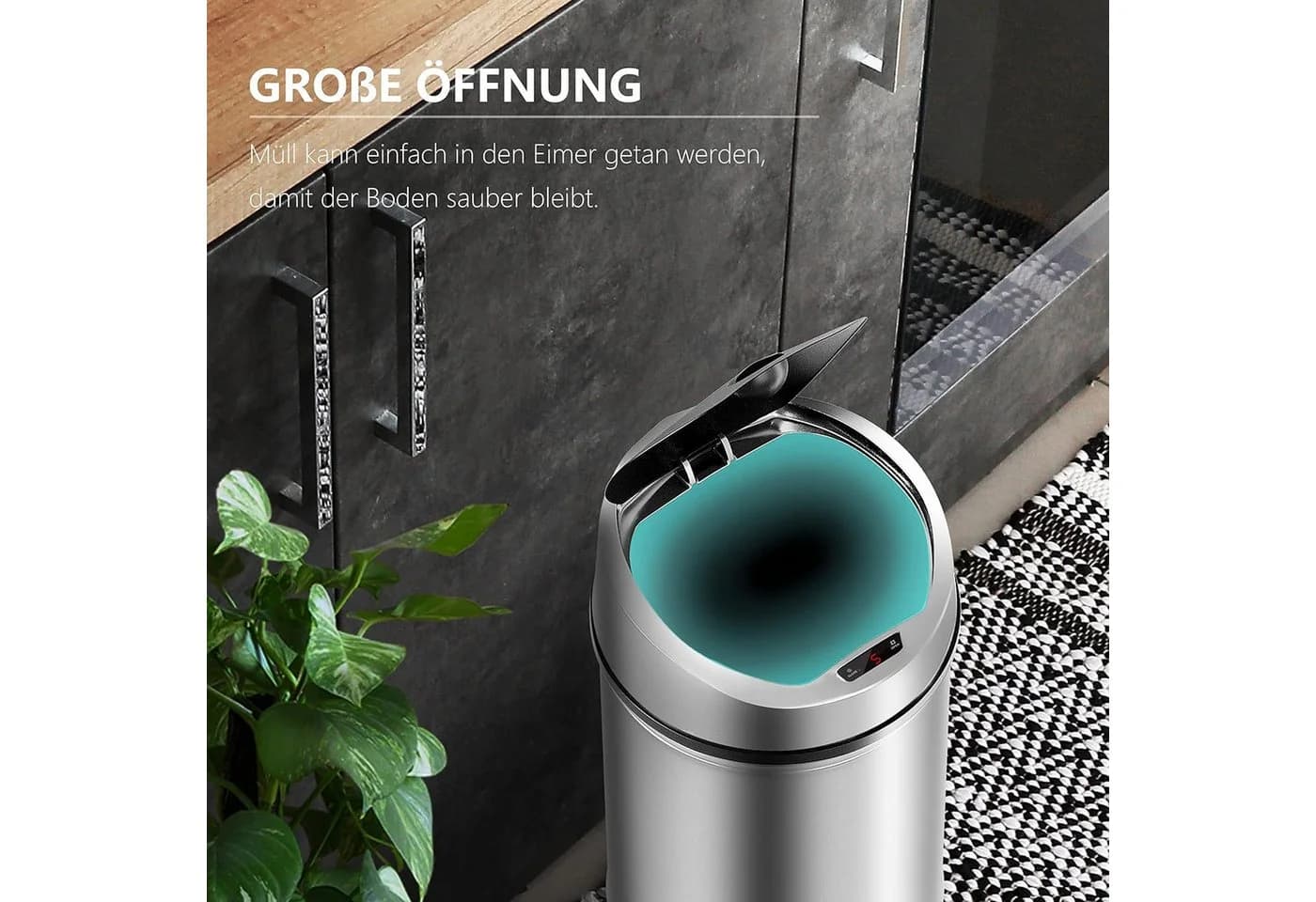 Ribelli Sensor Mülleimer 30L Chrom Schwarz Edelstahl - Bild 4