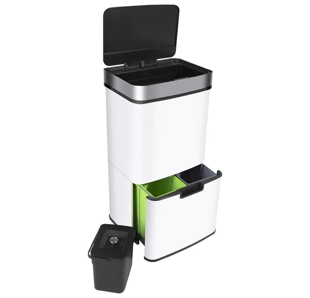 Ribelli Mülltrennsystem Sensor Mülleimer 4 Fächer 72L Weiß