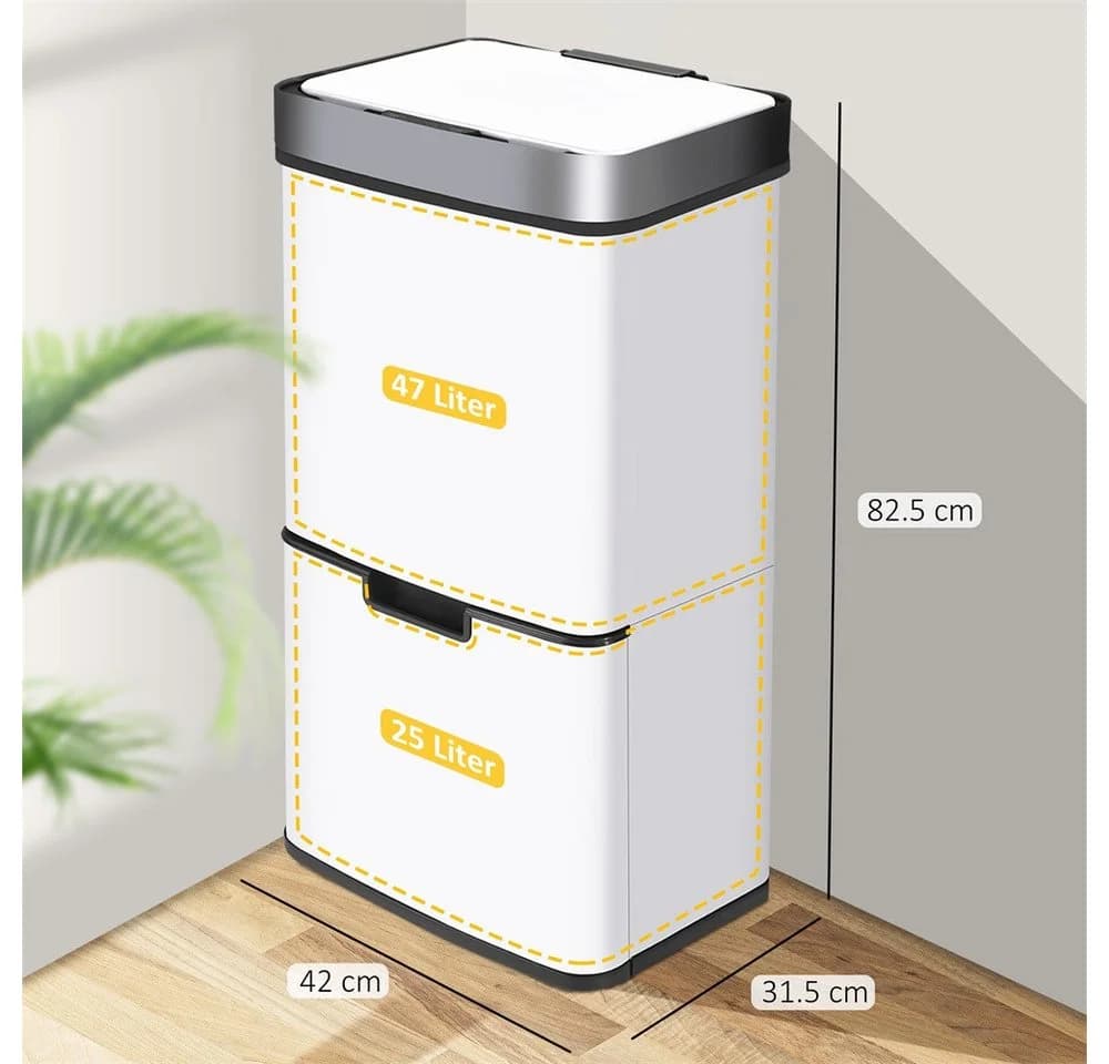 Ribelli Mülltrennsystem Sensor Mülleimer 4 Fächer 72L Weiß - Bild 3