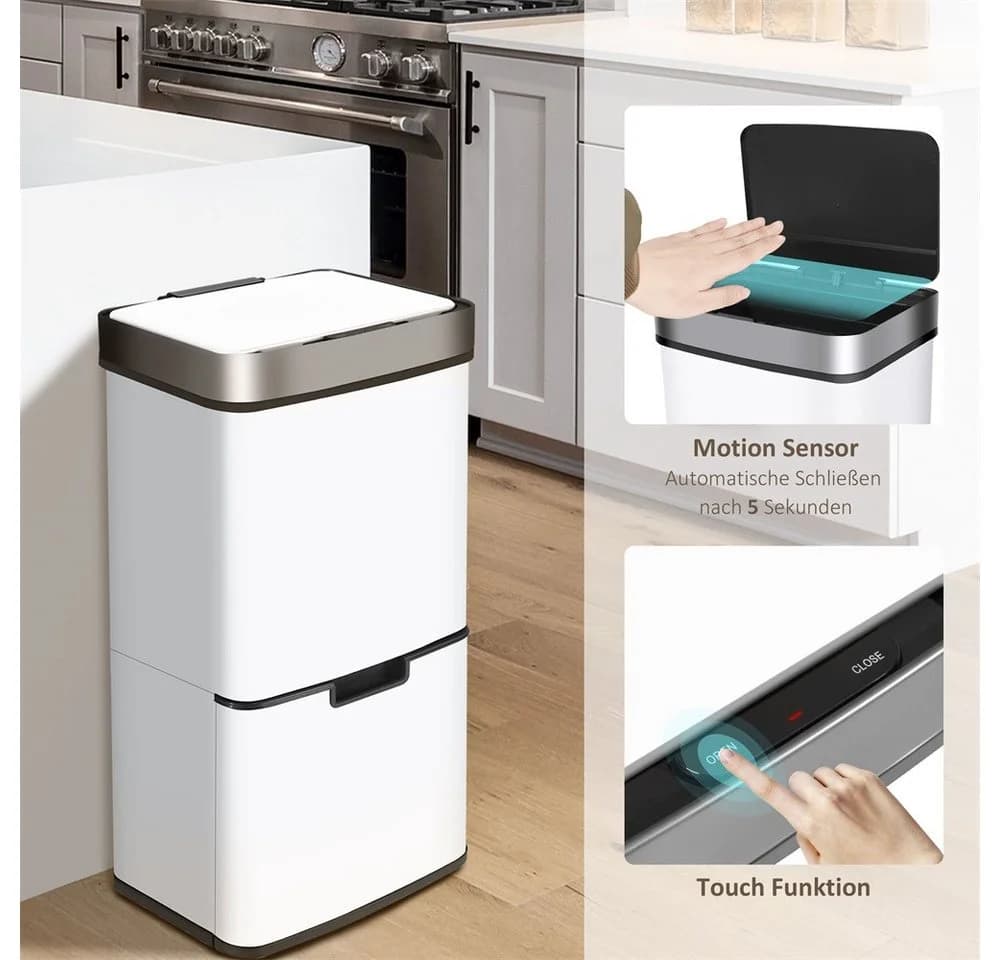 Ribelli Mülltrennsystem Sensor Mülleimer 4 Fächer 72L Weiß - Bild 4
