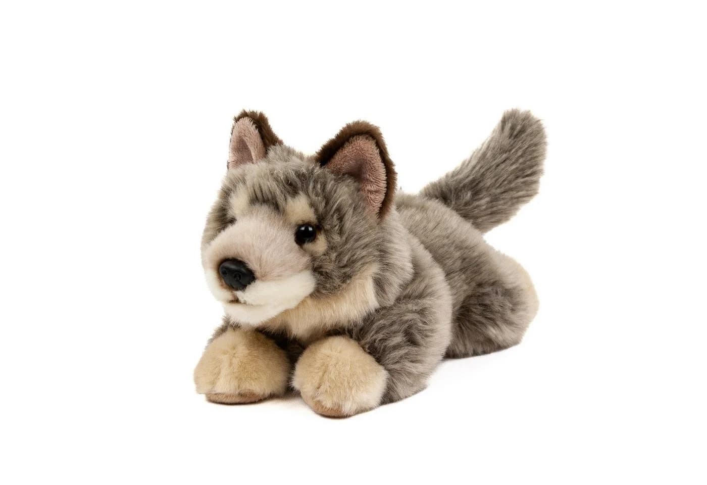 Teddys Rothenburg Plüschwolf Grau Beige 20 cm Kuscheltier Liegend - Bild 2