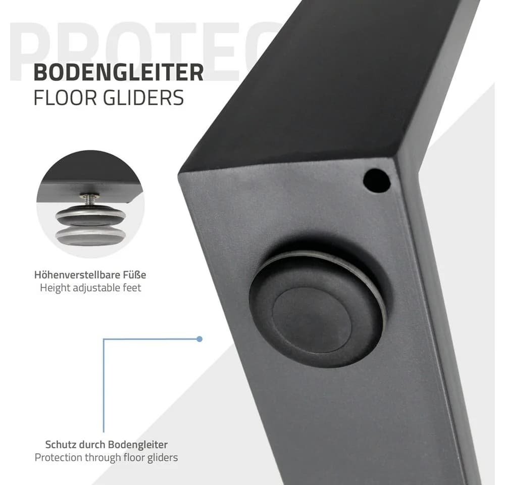 ECD Germany Tischbein 2x Tischkufen aus Vierkantprofilen aus pulverbeschichtetem Stahl, Tischgestell Bankkufen modernes Industriedesign Möbelfüße aus Metall - Bild 5