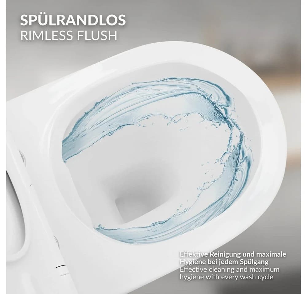 LuxeBath Spülrandloses Hänge-WC Weiß mit Softclose-Sitz & Nano-Beschichtung - Bild 5