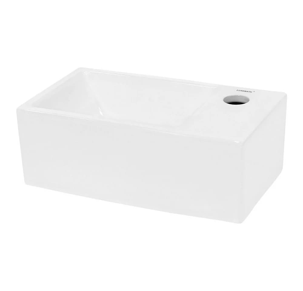 LuxeBath Aufsatzwaschbecken Keramik Eckig 350x205x125 mm Weiß