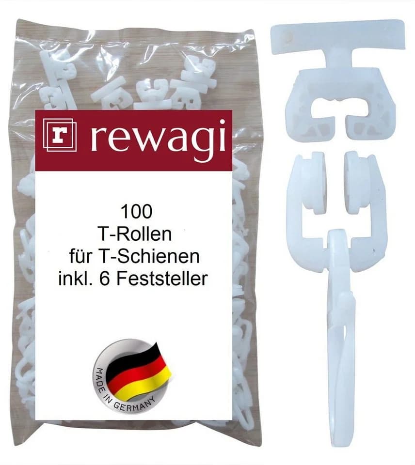 rewagi Gardinenhaken 100 T-Rolle mit Faltenhaken Weiß - Bild 2
