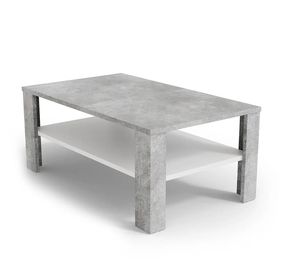 Vicco Couchtisch Beton Optik Weiß mit Ablagefläche Modern - Bild 2