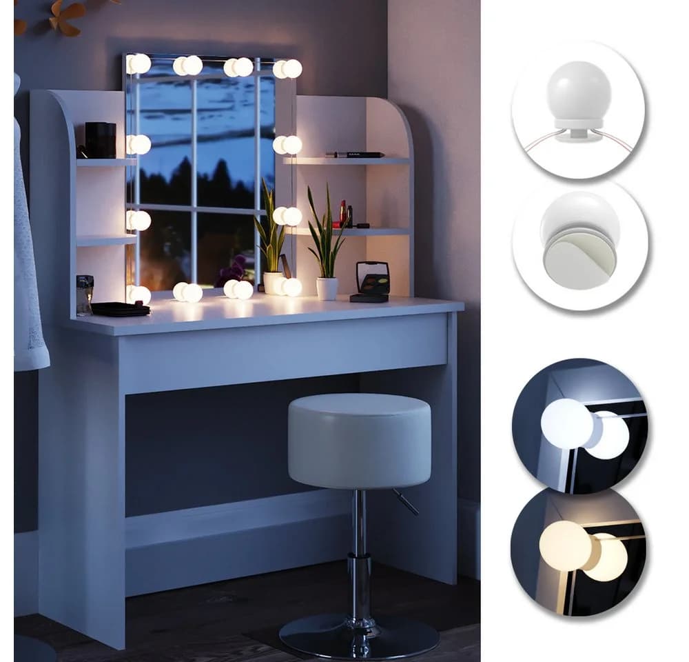 Vicco LED-Lichterkette für Schminktisch Glamour Weiß