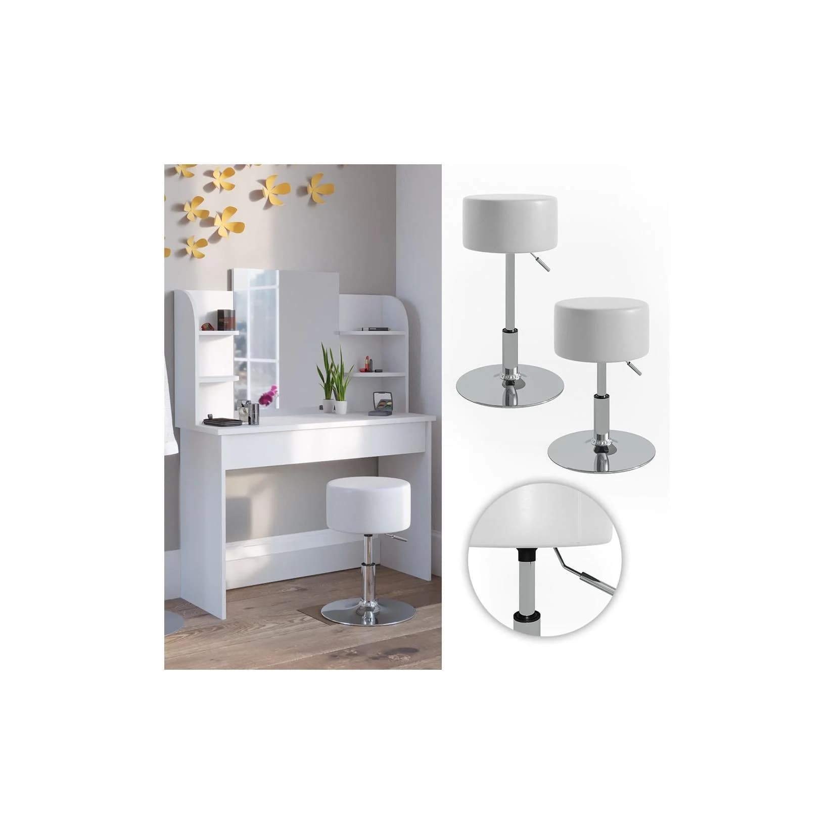 Vicco Design Hocker Weiß Höhenverstellbar 360° Drehbar