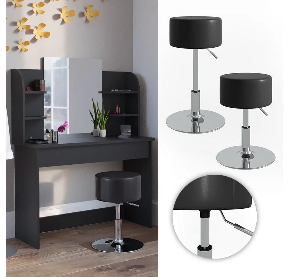 Vicco Sitzhocker Design Schwarz höhenverstellbar 360° drehbar - Bild 2
