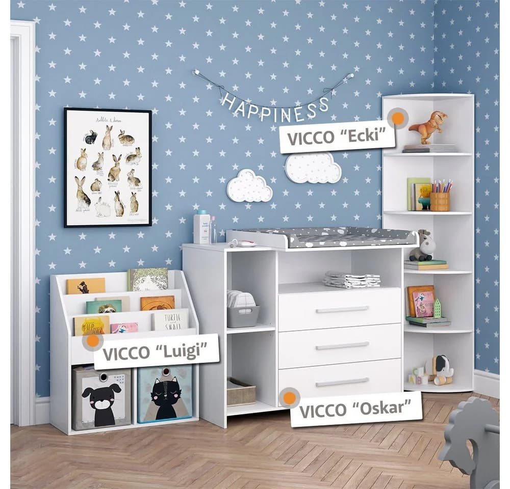 Vicco Wickelkommode Oskar Weiß mit 3 Schubladen - Bild 2