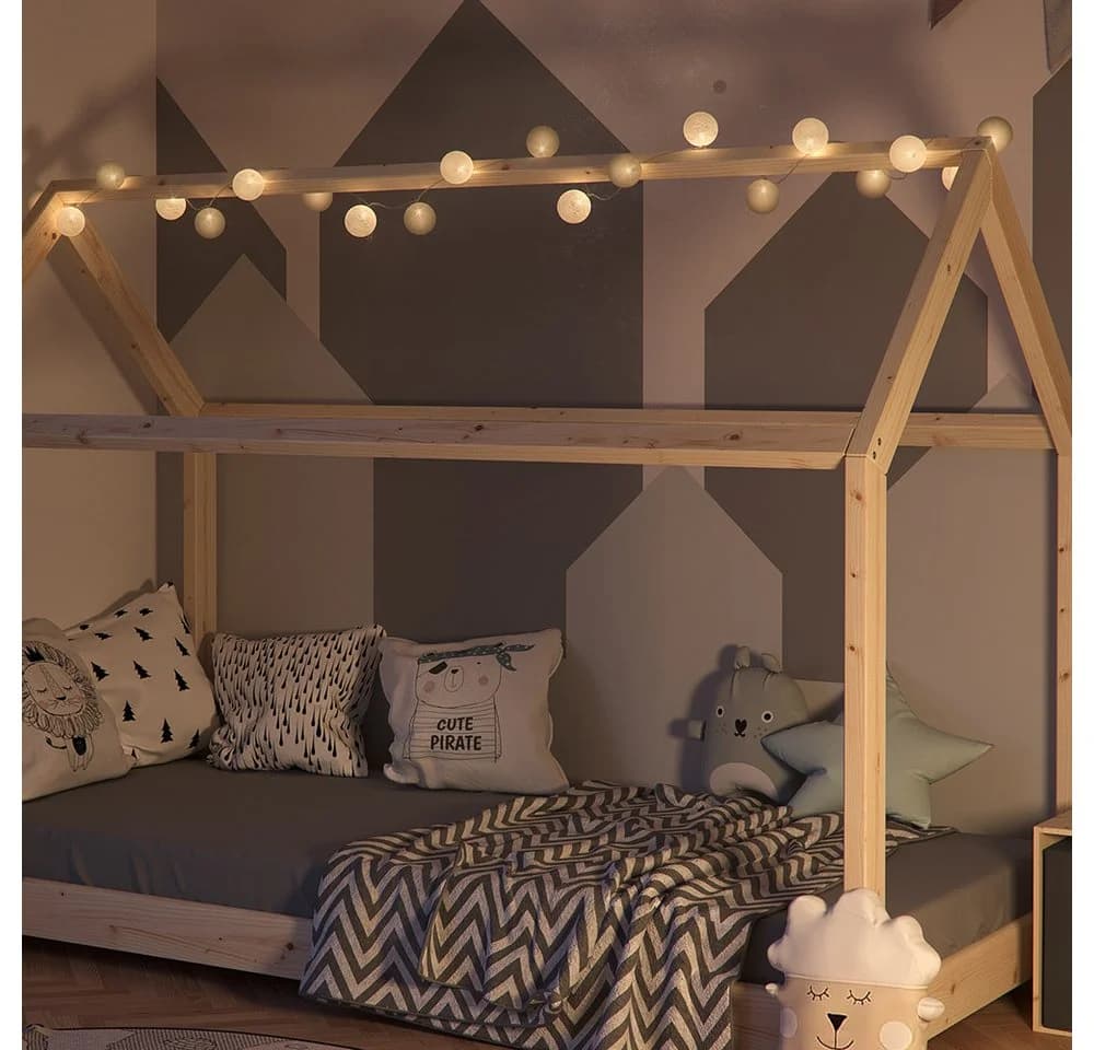 Vicco LED-Lichterkette Grau/Weiß 310 cm mit 20 Baumwollkugeln - Bild 5