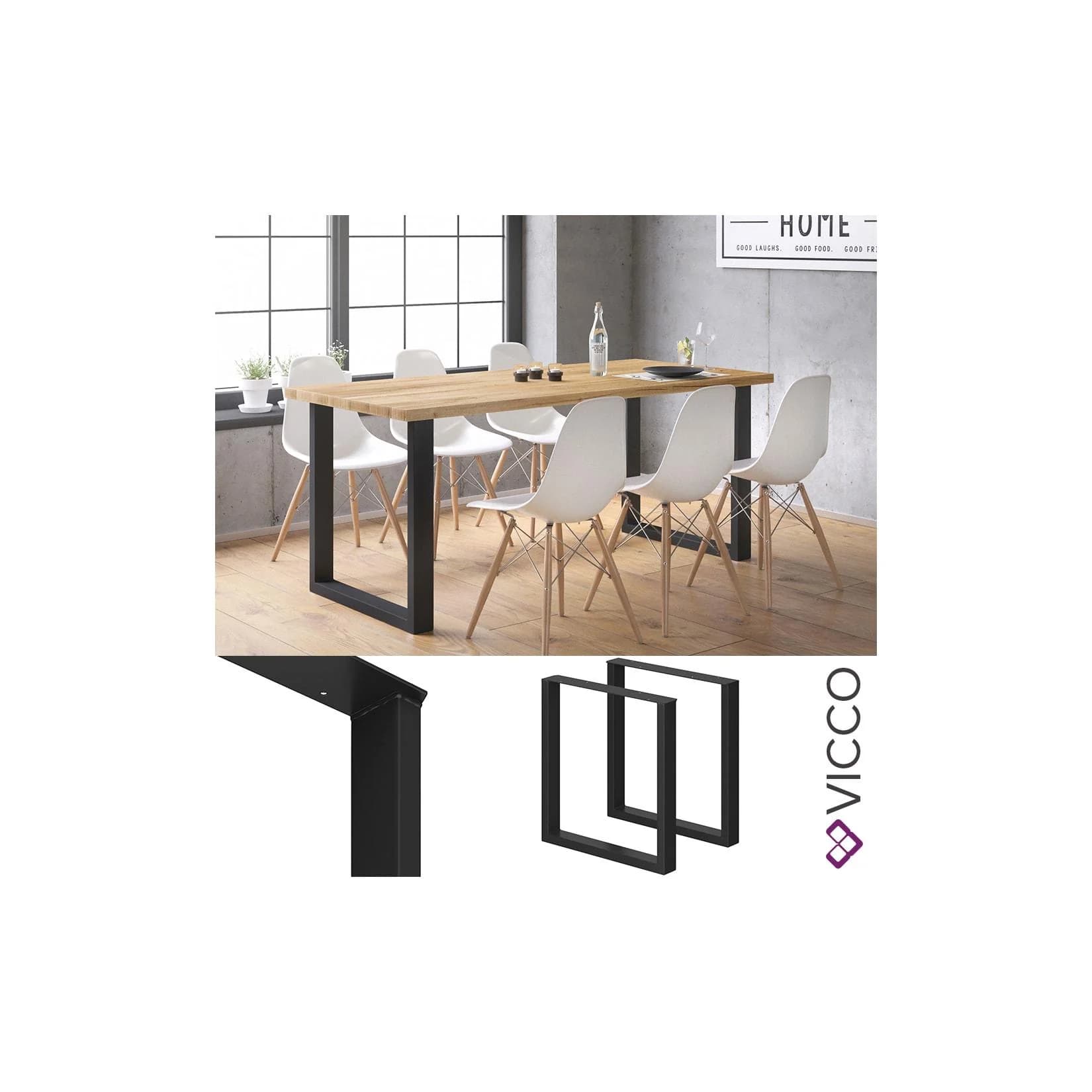 Vicco Tischbeine Loft Tischkufen pulverbeschichtet 2er Set