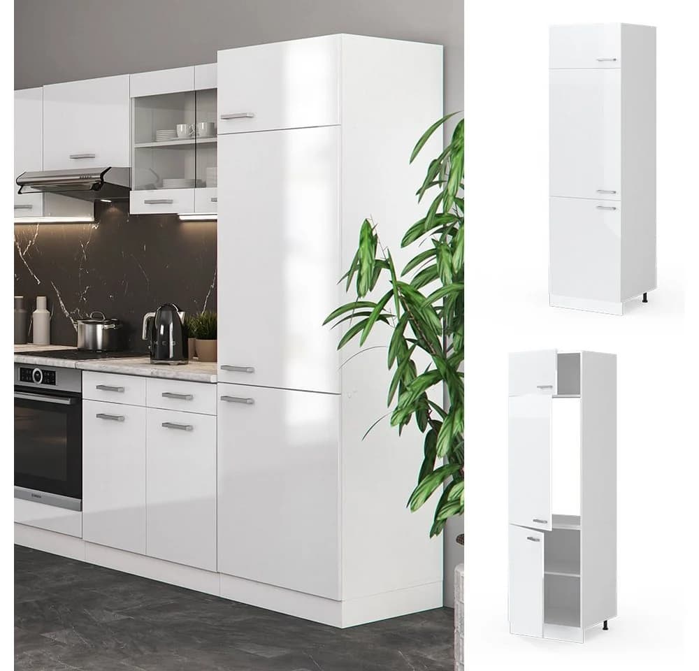 Vicco Kühlumbauschrank R-Line Weiß Hochglanz 60 cm