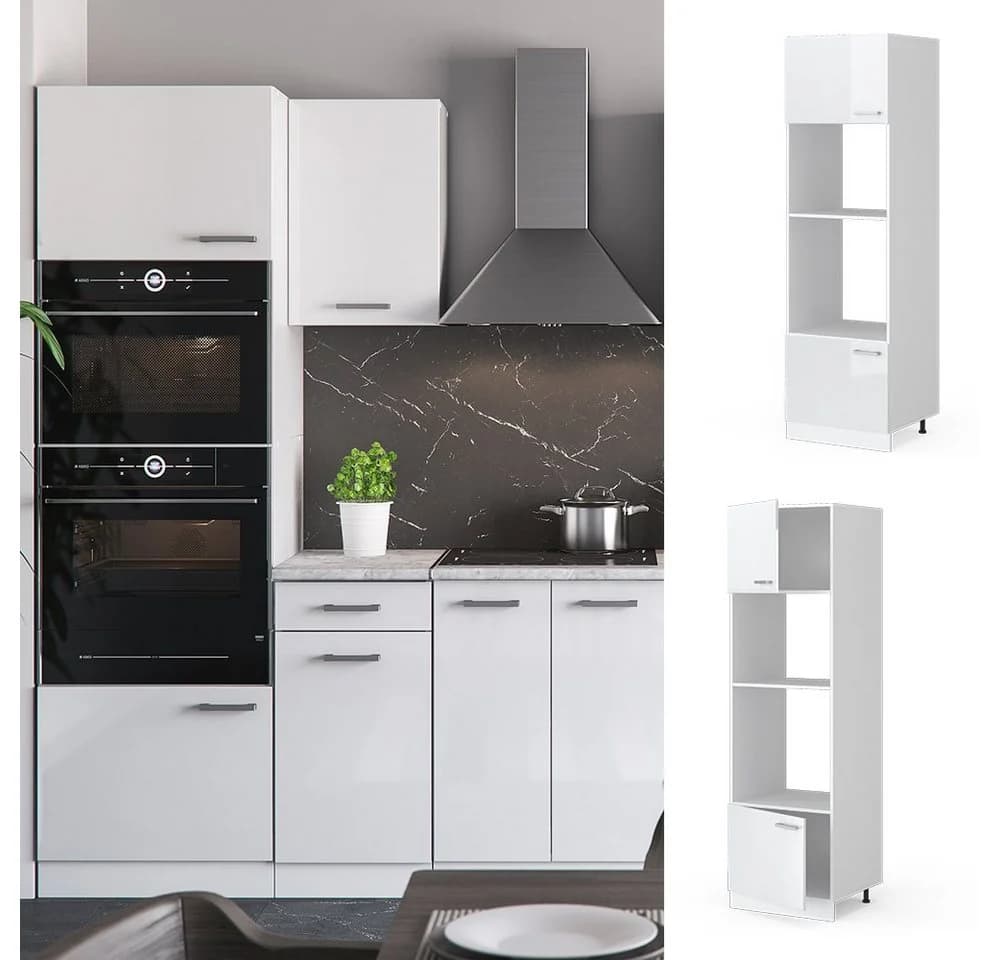 Vicco Mikrowellenumbauschrank R-Line Weiß Hochglanz Modern
