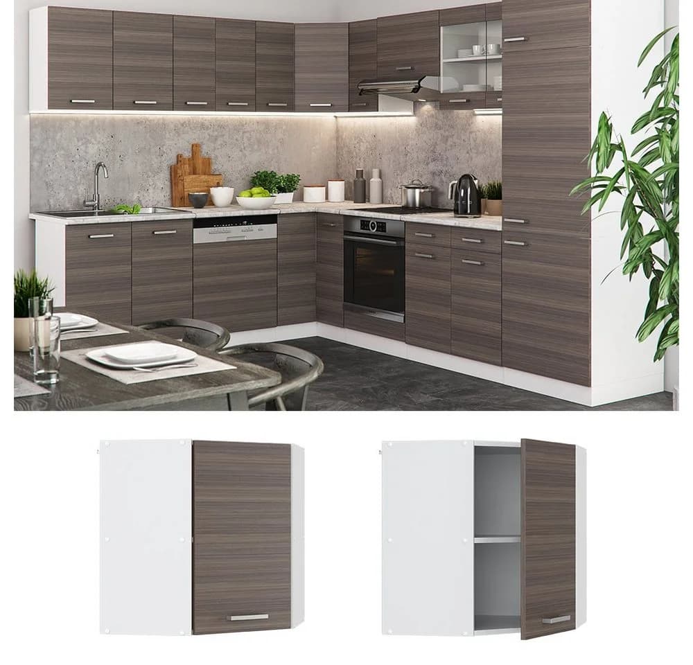Vicco Eckhängeschrank R-Line Grau/Weiß Küchenschrank