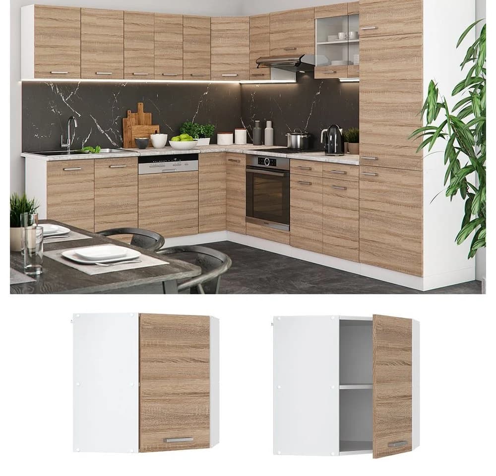 Vicco Eckhängeschrank R-Line Weiß/Sonoma
