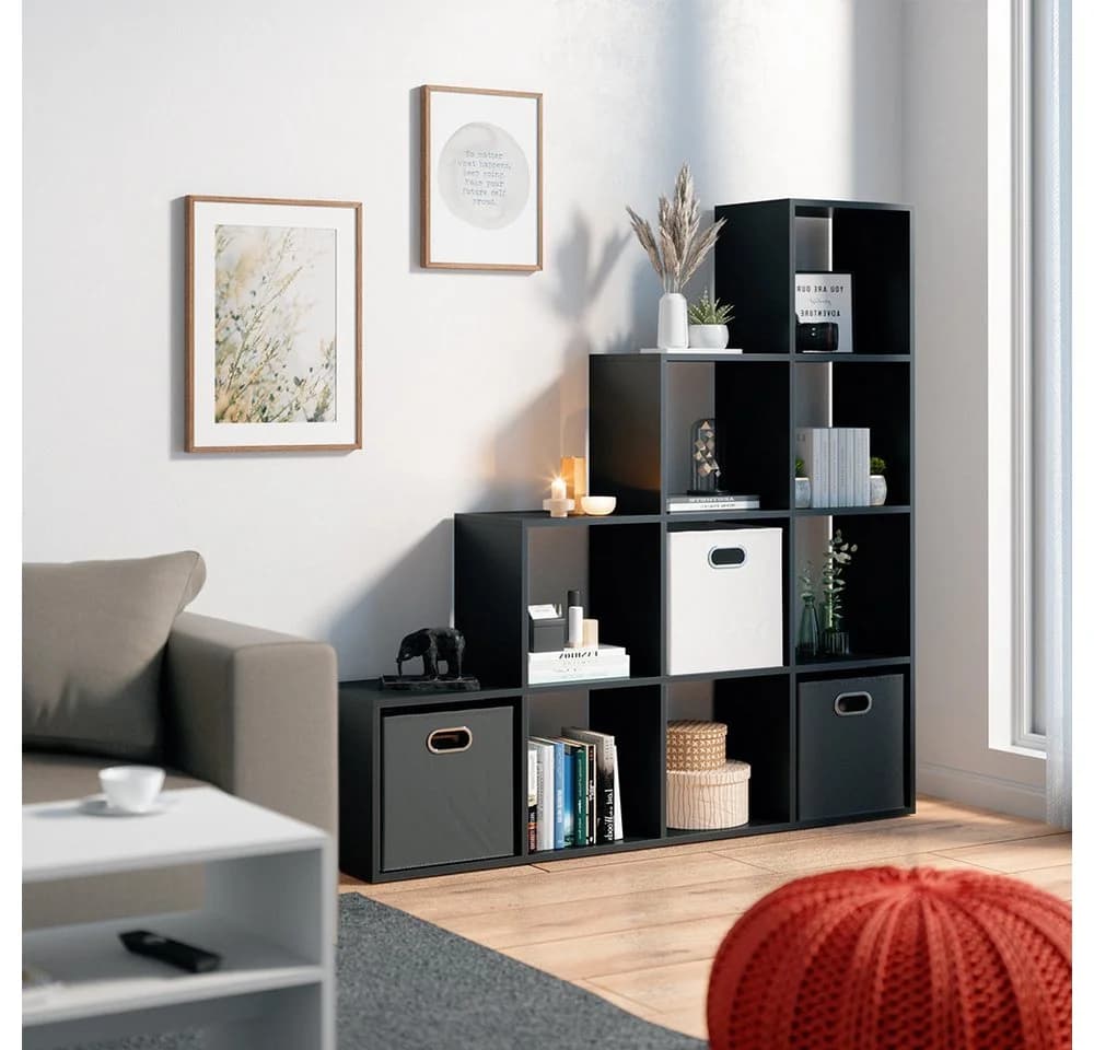 VICCO Treppenregal 10 Fächer Schwarz Raumteiler Stufenregal - Bild 3