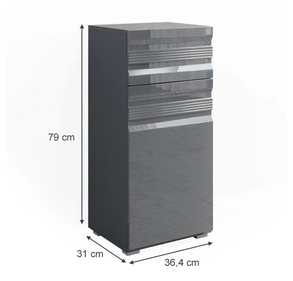 Vicco Midischrank Fredd Anthrazit Hochglanz Badregal - Bild 4