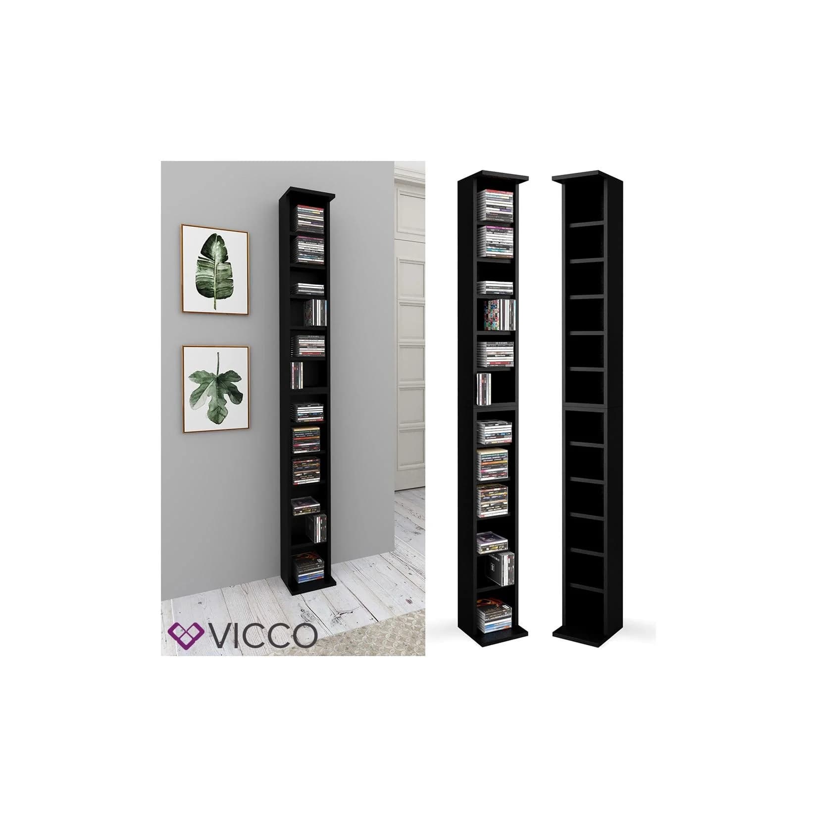 VICCO CD Regal Schwarz Wandregal Hängeregal Bücherregal Büroregal